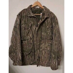 Vtg Camo Jacket US Military M-65 Cold Weather Field Hooded Hunting Realtree M